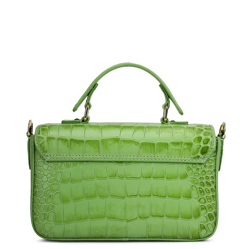 Da Milano Kiwi Small Croco Leather Satchel - Kiwi for Women | Best Price UAE